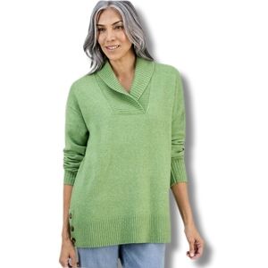 NWT Medium Women's Shawl Collar Button-Hem Tunic Sweater
